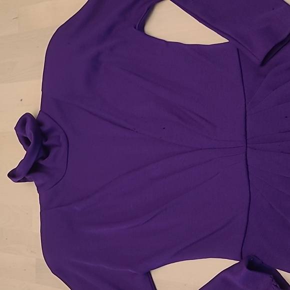 FLAWED VTG Carolyne Roehm Bergdorf Goodman 1960s Purple Faux Wrap Dress - Picture 3 of 17